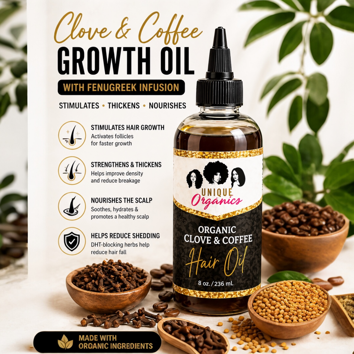 Fast Growth Hair Oil, Clove, Coffee & Fenugreek