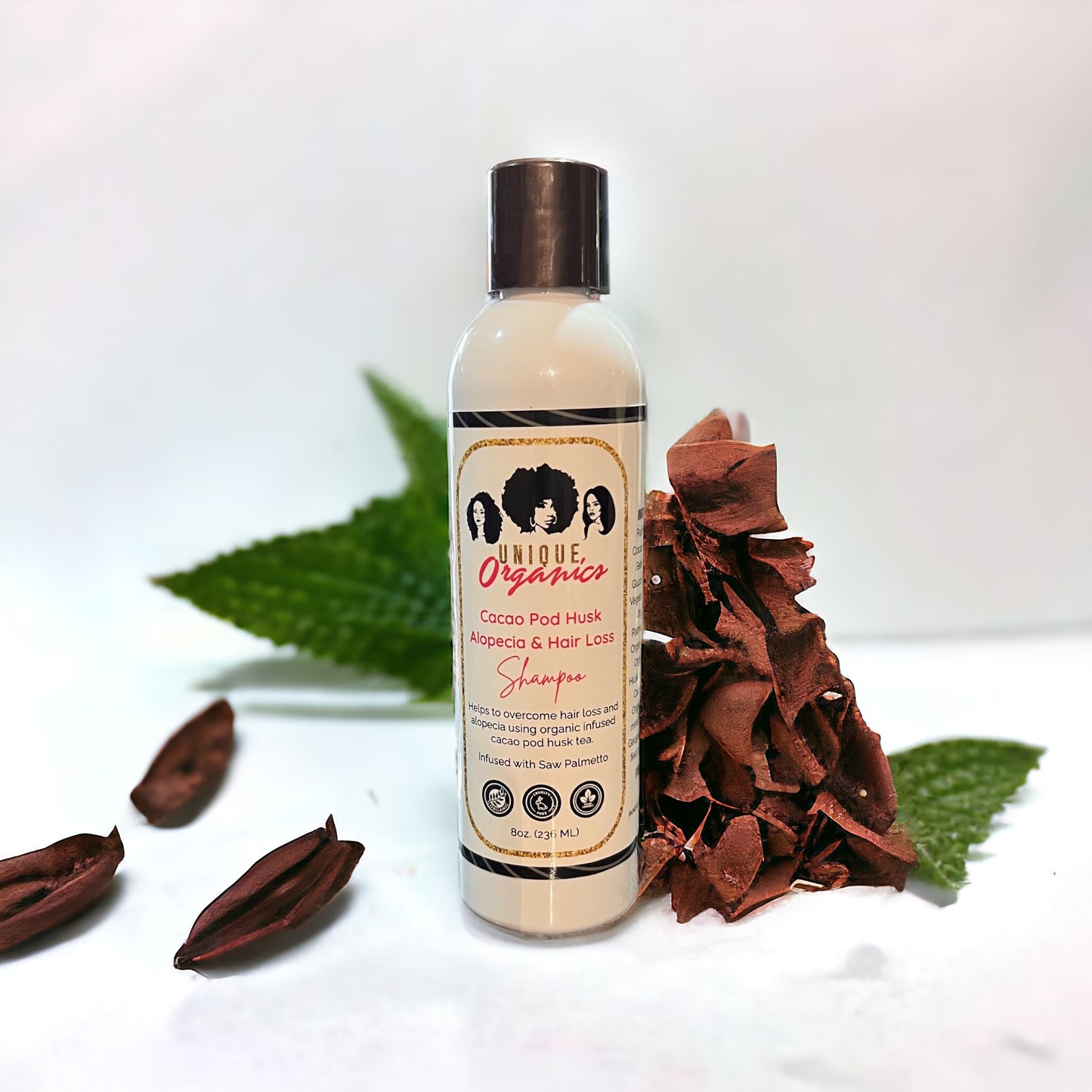 Organic Cacao Pod Husk Alopecia & Hair Loss Shampoo Infused With Saw Palmetto